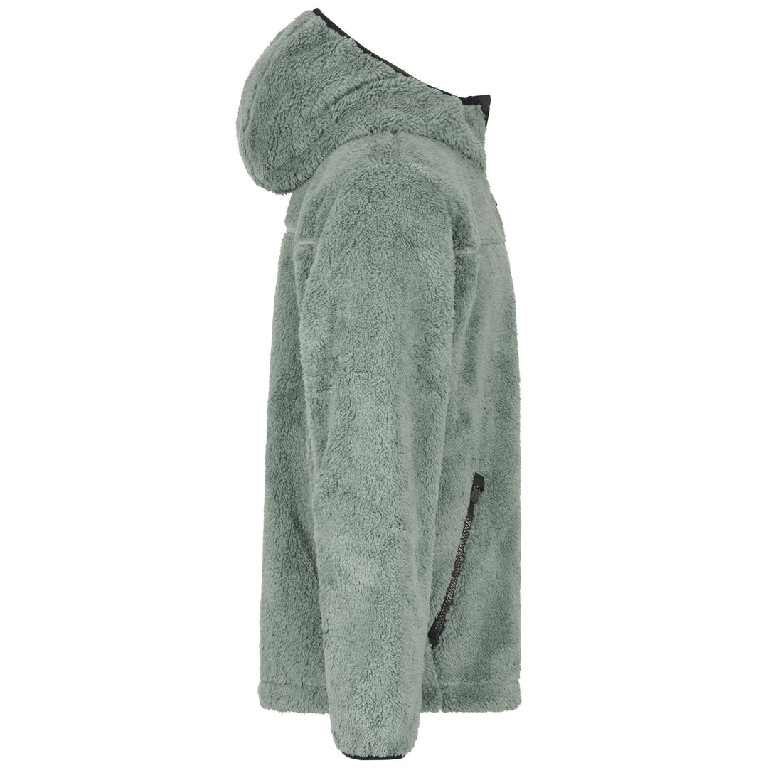 Chaqueta deportiva de polar sherpa verde oscuro para hombre con bolsillos con cremallera main