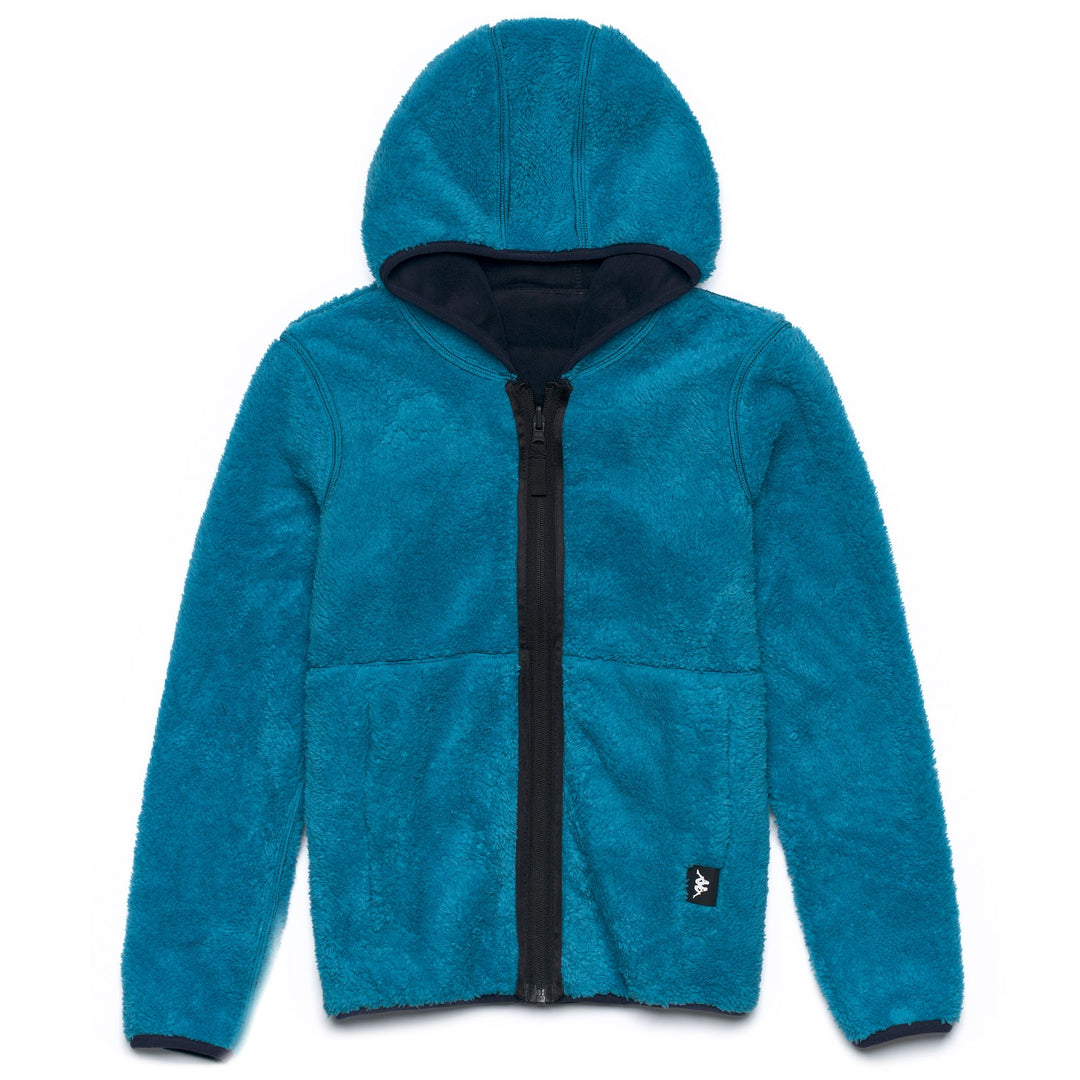 Turquoise blue Unisex Kid's Fleece Jacket with Hood main