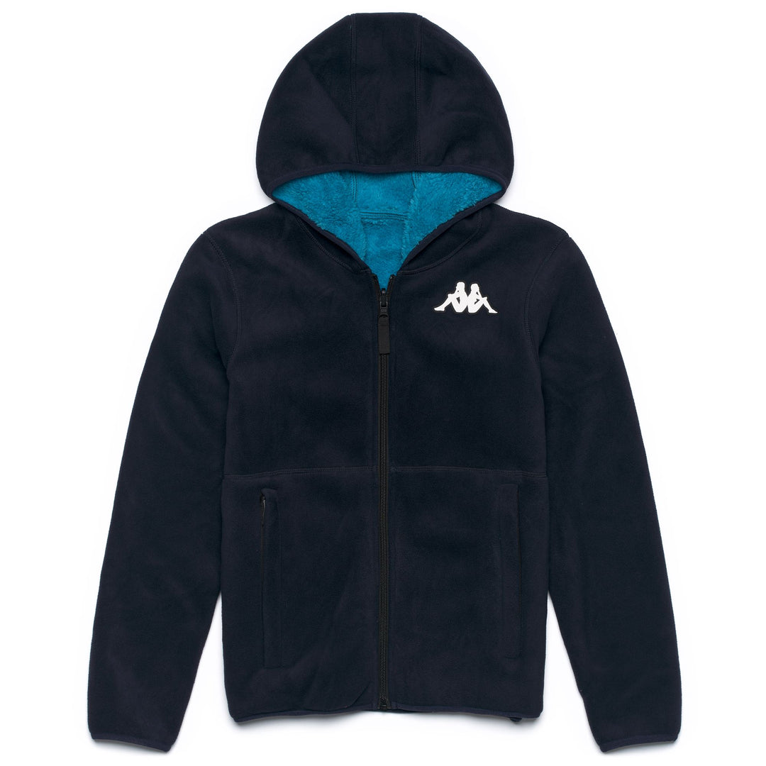 Turquoise blue Unisex Kid's Fleece Jacket with Hood 01