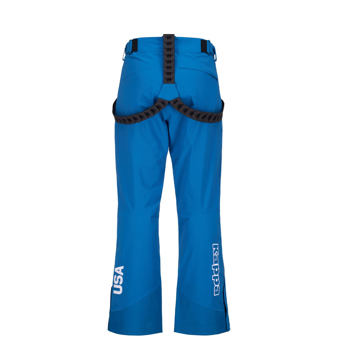 Pantalon de ski unisexe bleu en tissu imperméable et respirant main