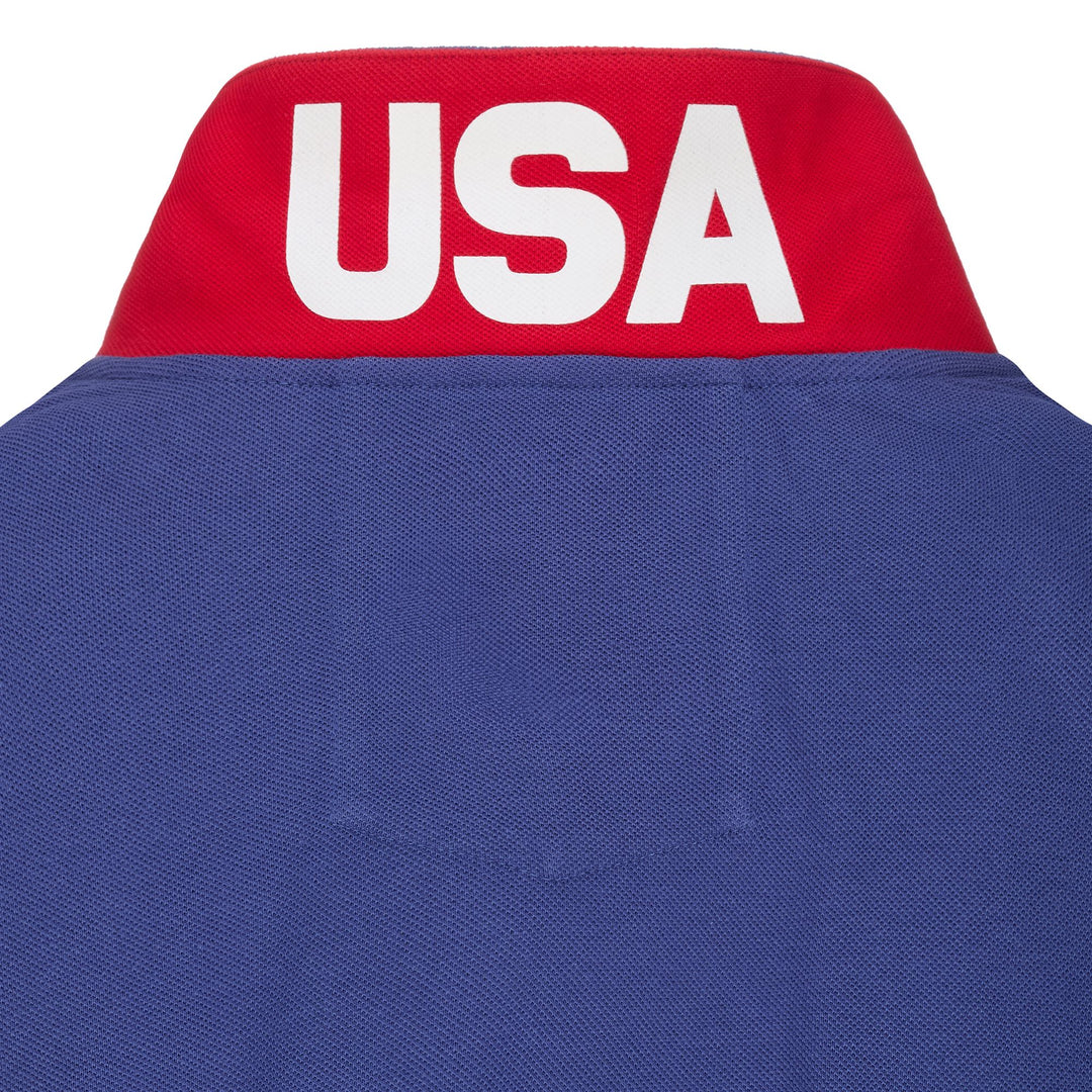 Blue Red Unisex Ski Polo Shirt with Slim Fit and Embroidered Logo 01