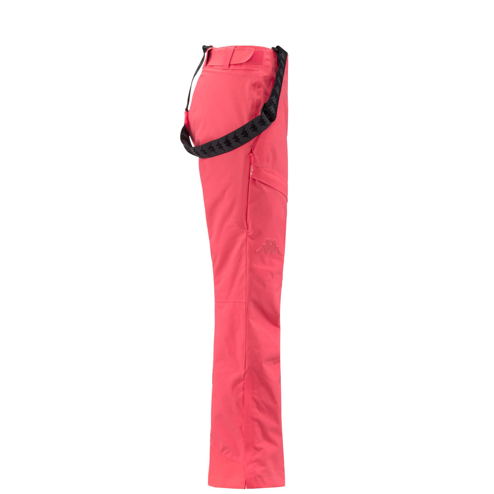 Pantalones de esquí impermeables para mujer, color rosa y negro, con acolchado y ventilación 02