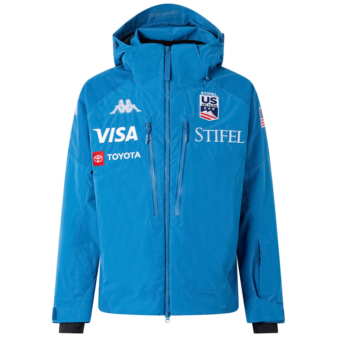 Chaqueta azul acolchada de esquí para hombre con protección impermeable 01