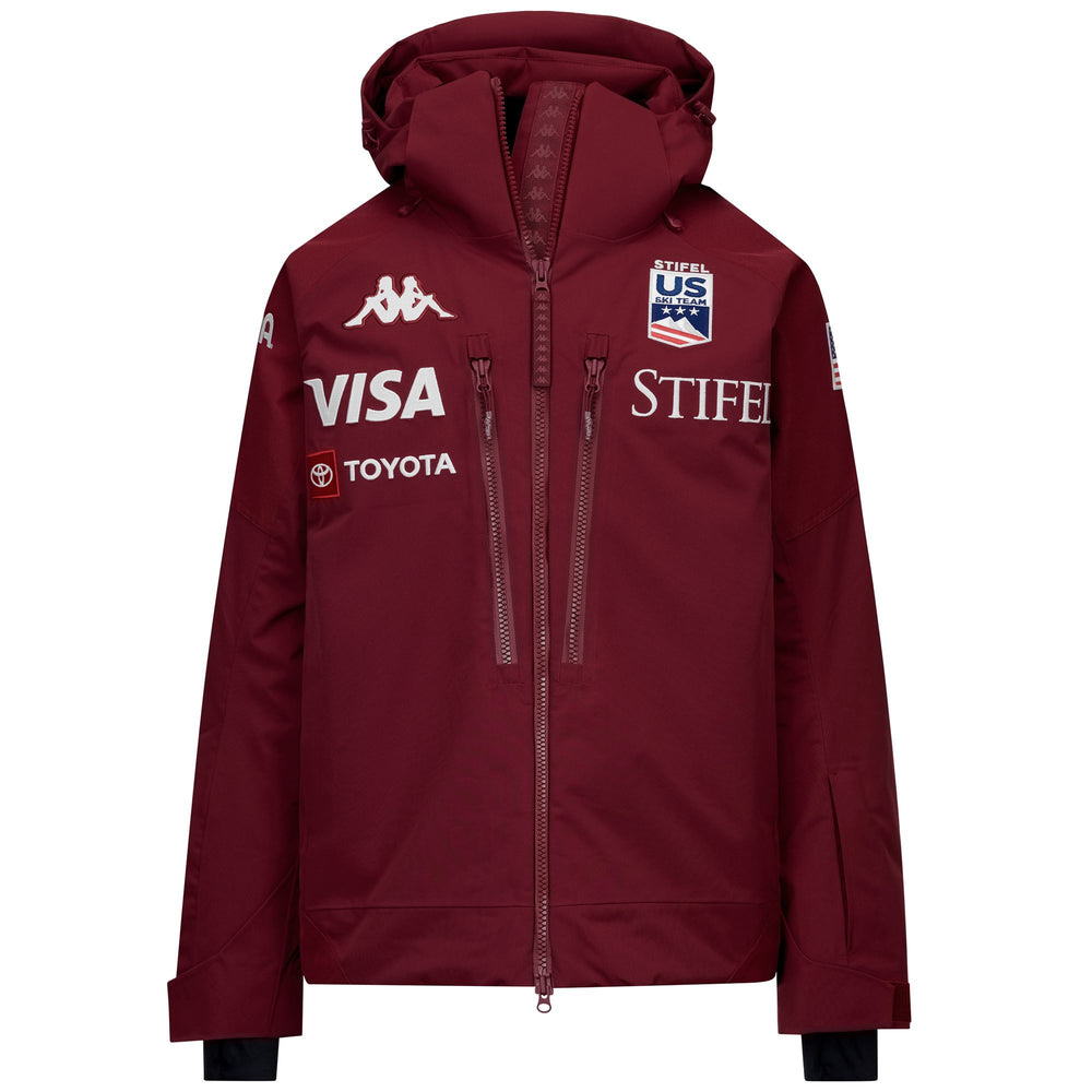 Red Men's Waterproof Ski Jacket with Insulation and Detachable Hood 02