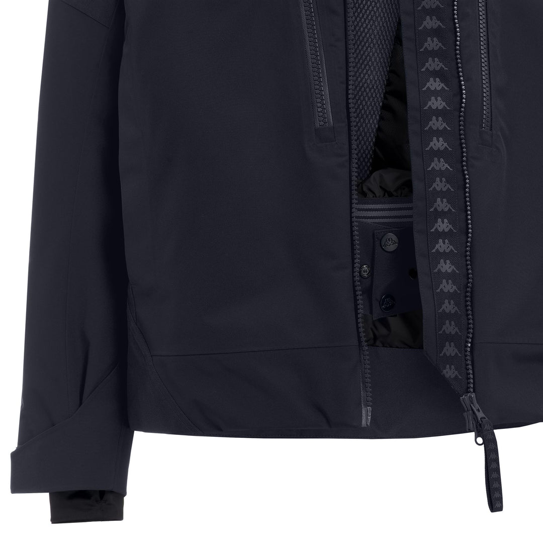 Veste de ski rembourrée bleue pour homme avec protection imperméable main