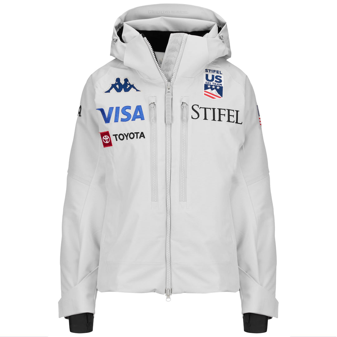 Light Grey Women's Waterproof Ski Jacket with Padded Insulation 01