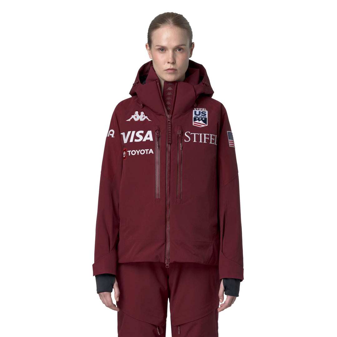 Women's Padded Ski Jacket with Waterproof Protection Red 01
