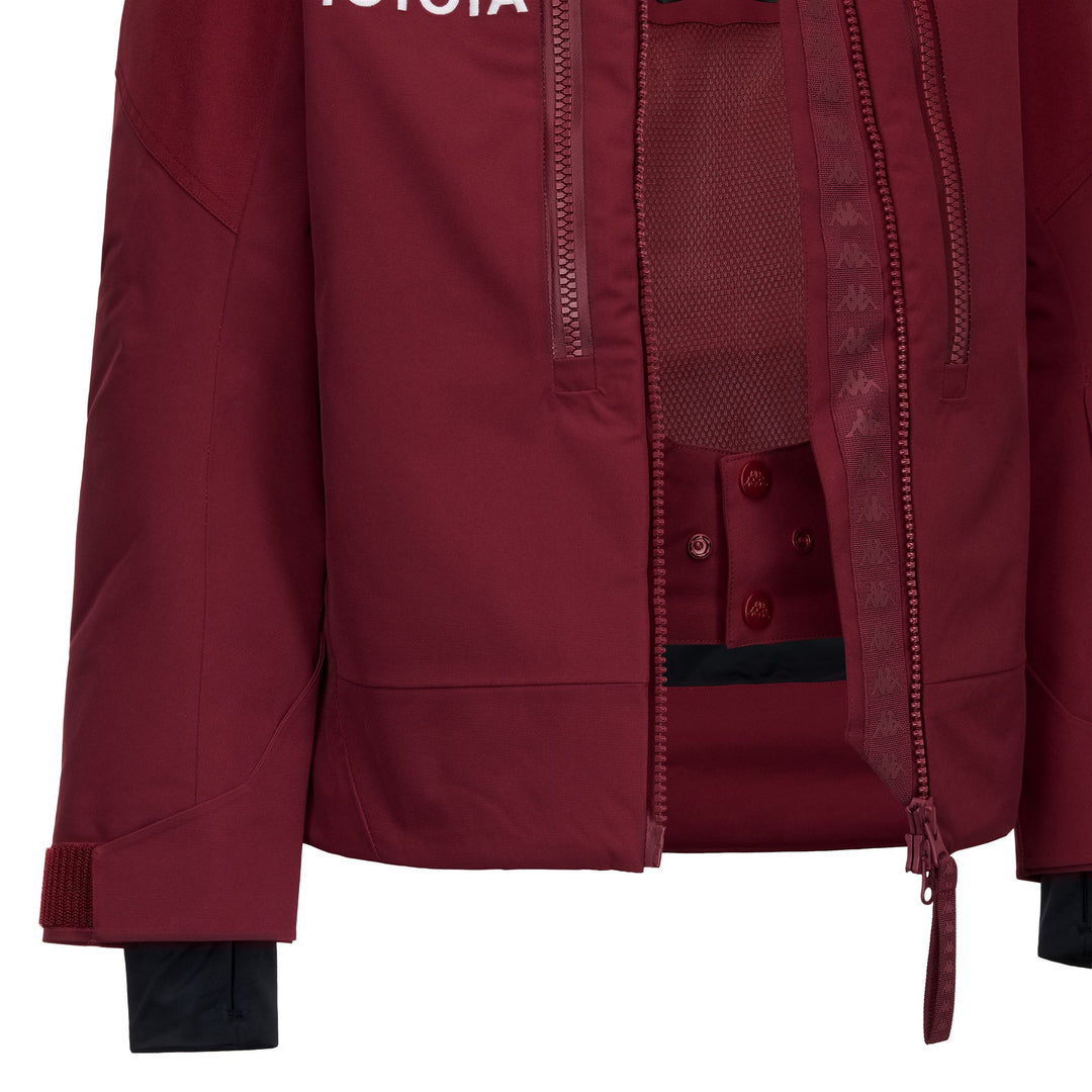 Veste de ski rouge pour femme, imperméable et isolante. main