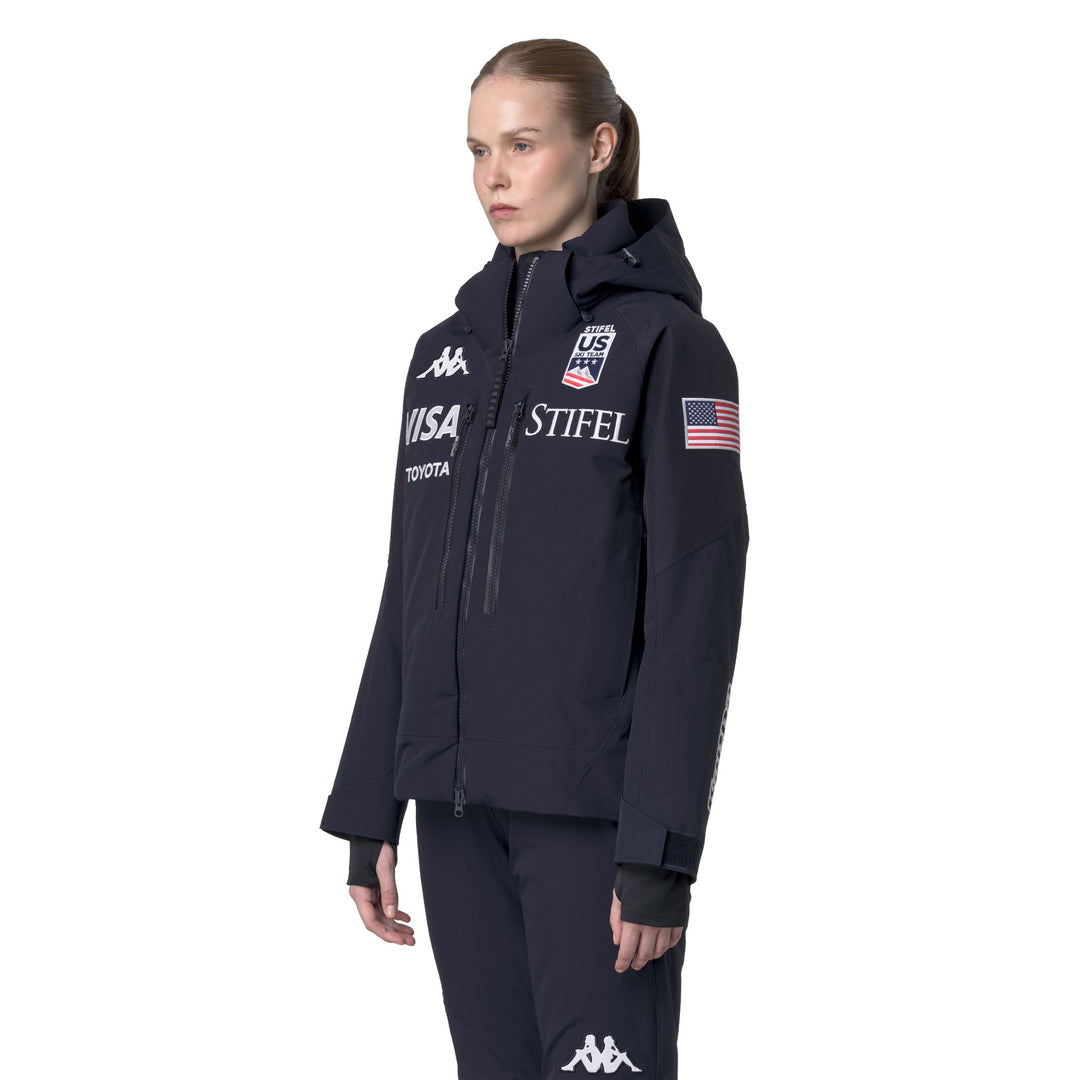 Chaqueta de esquí acolchada impermeable para mujer azul con ventilación main