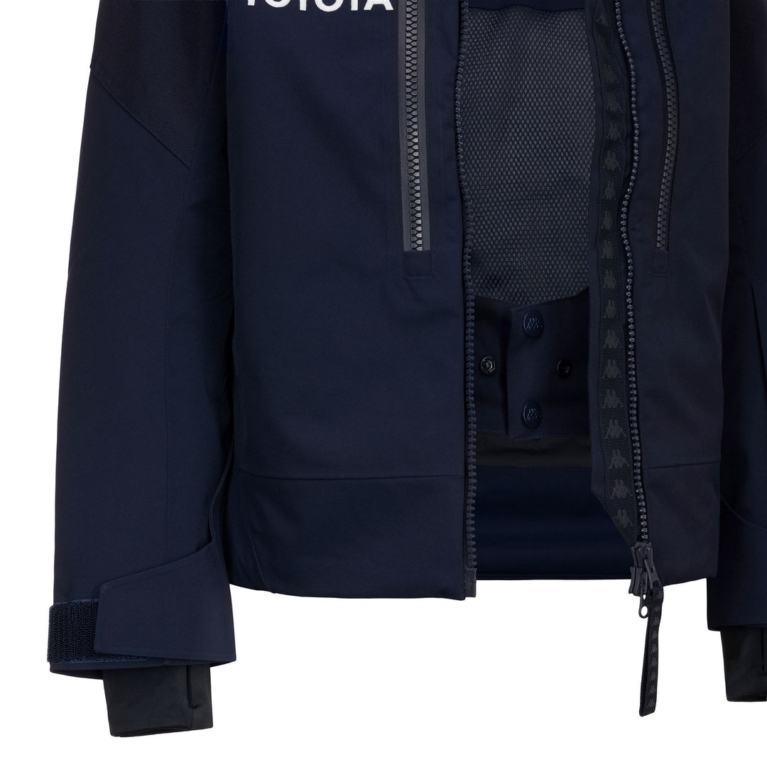 Veste de ski matelassée bleue pour femme avec protection imperméable main