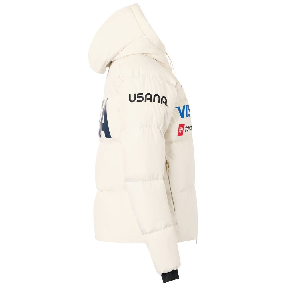 Veste de ski blanche pour femme avec protection imperméable et isolation 600 cuin 02