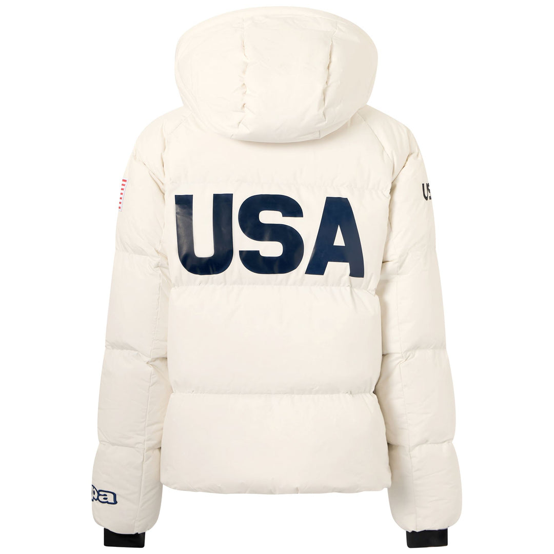Veste de ski blanche pour femme avec protection imperméable et isolation 600 cuin main