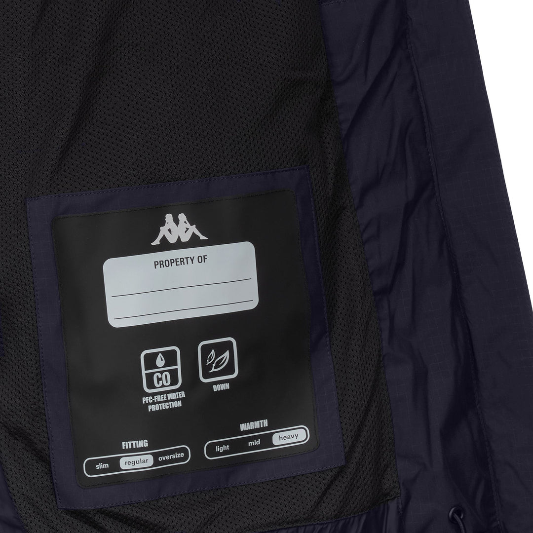 Veste de ski imperméable bleue pour femme avec isolation en duvet main
