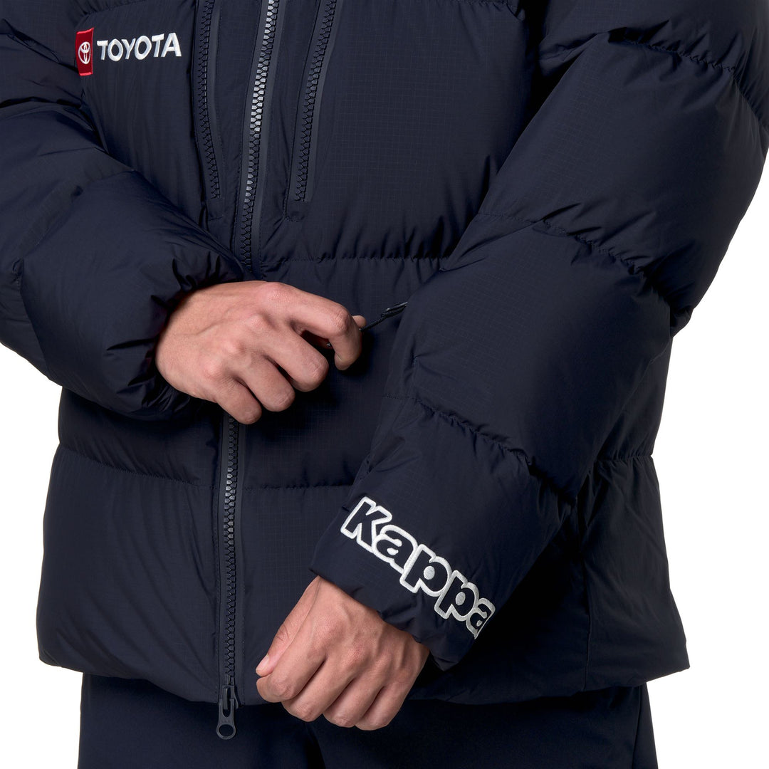 Veste de ski bleue pour homme, coupe classique, avec protection contre l'eau et les intempéries main