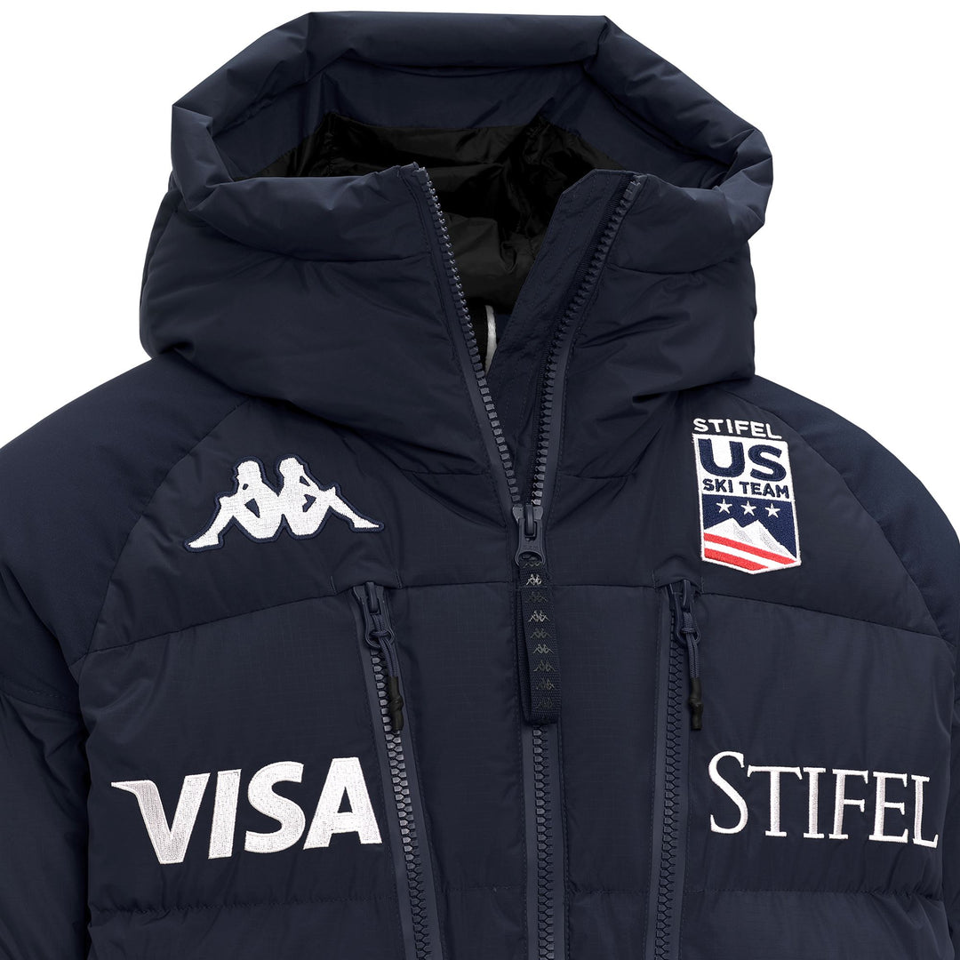 Veste de ski bleue pour homme, coupe classique, avec protection contre l'eau et les intempéries main