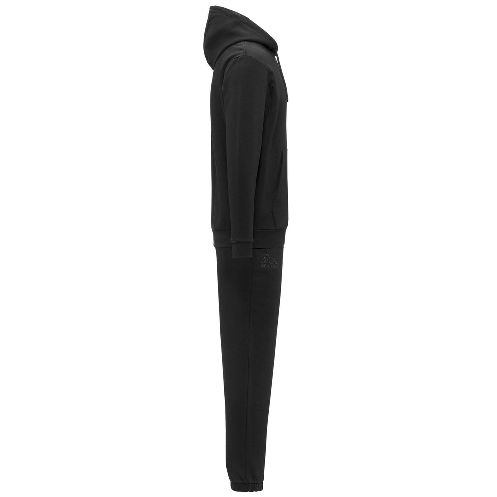 Black Men's Brushed Fleece Tracksuit with Hood and Pockets 02