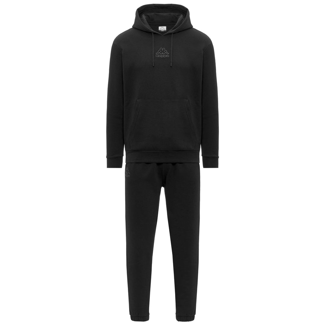 Black Men's Brushed Fleece Tracksuit with Hood and Pockets 01