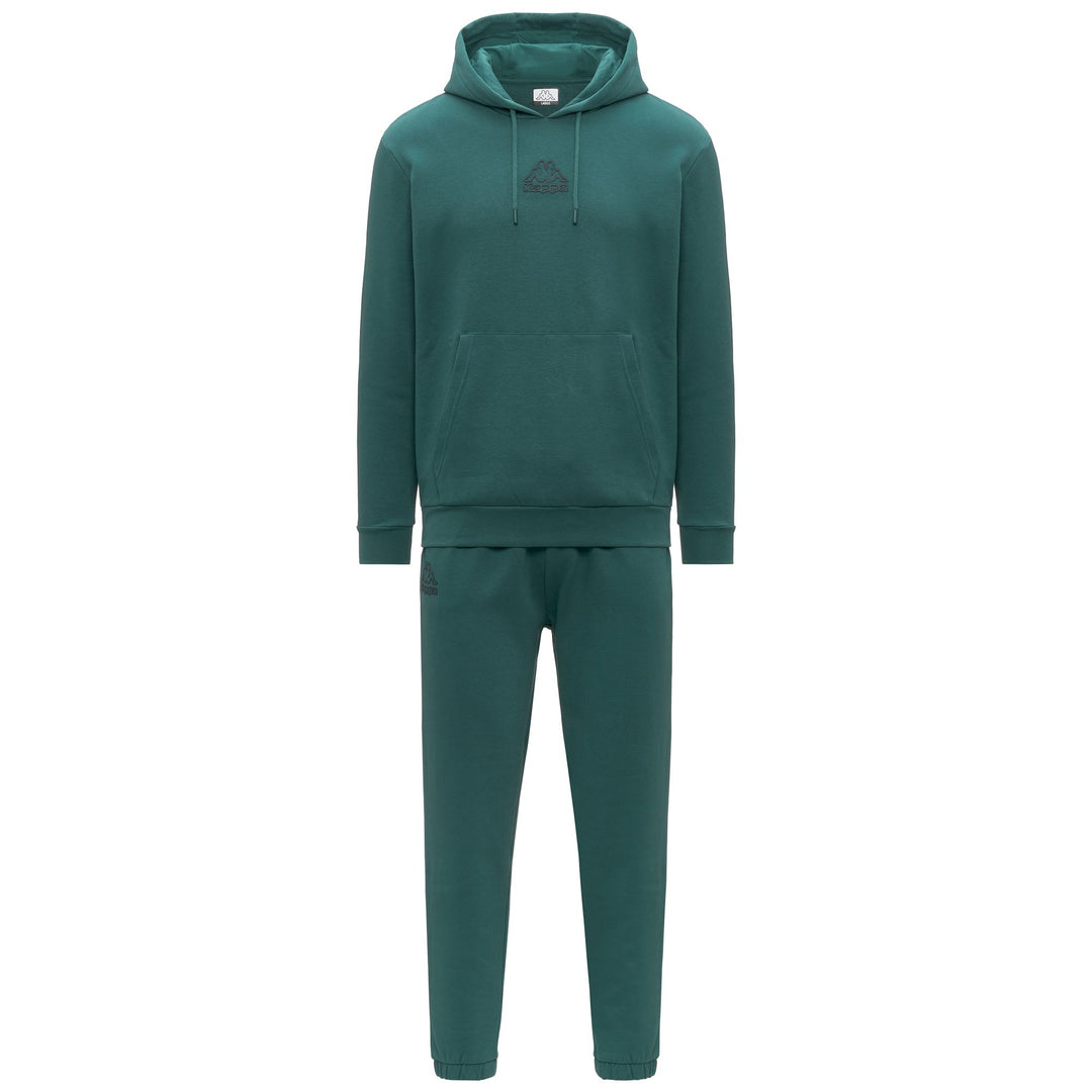 Green Men's Brushed Fleece Tracksuit with Kangaroo Pockets 01