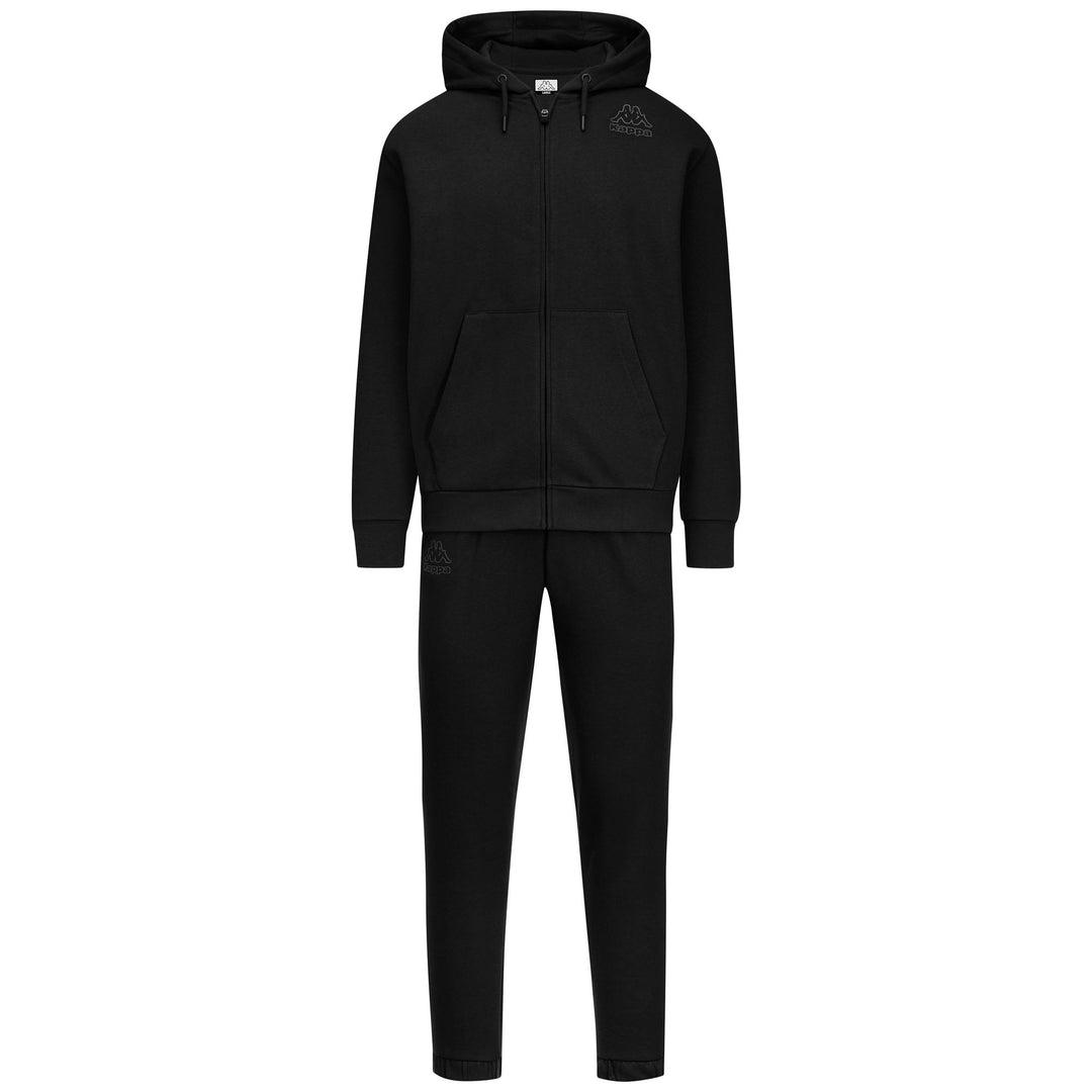 Chándal de polar con capucha, cremallera y bolsillos para hombre, color negro 01