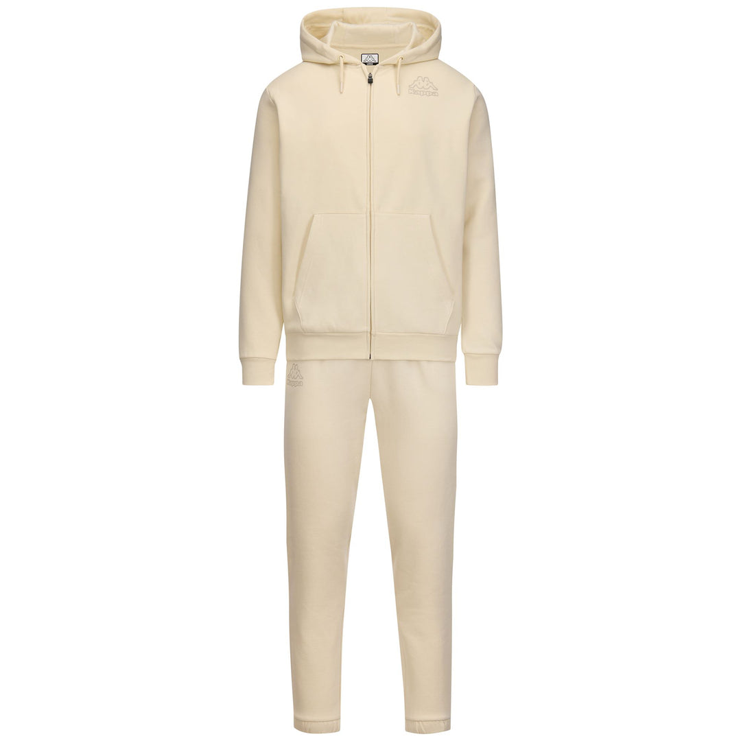 Chándal de polar con capucha y bolsillos tipo canguro para hombre, color blanco 01