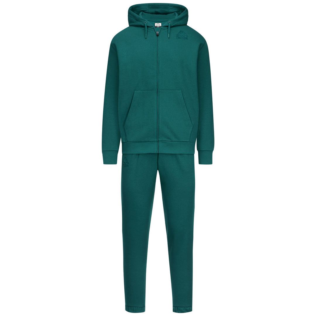 Chándal verde con capucha, cremallera y bolsillos para hombre 01