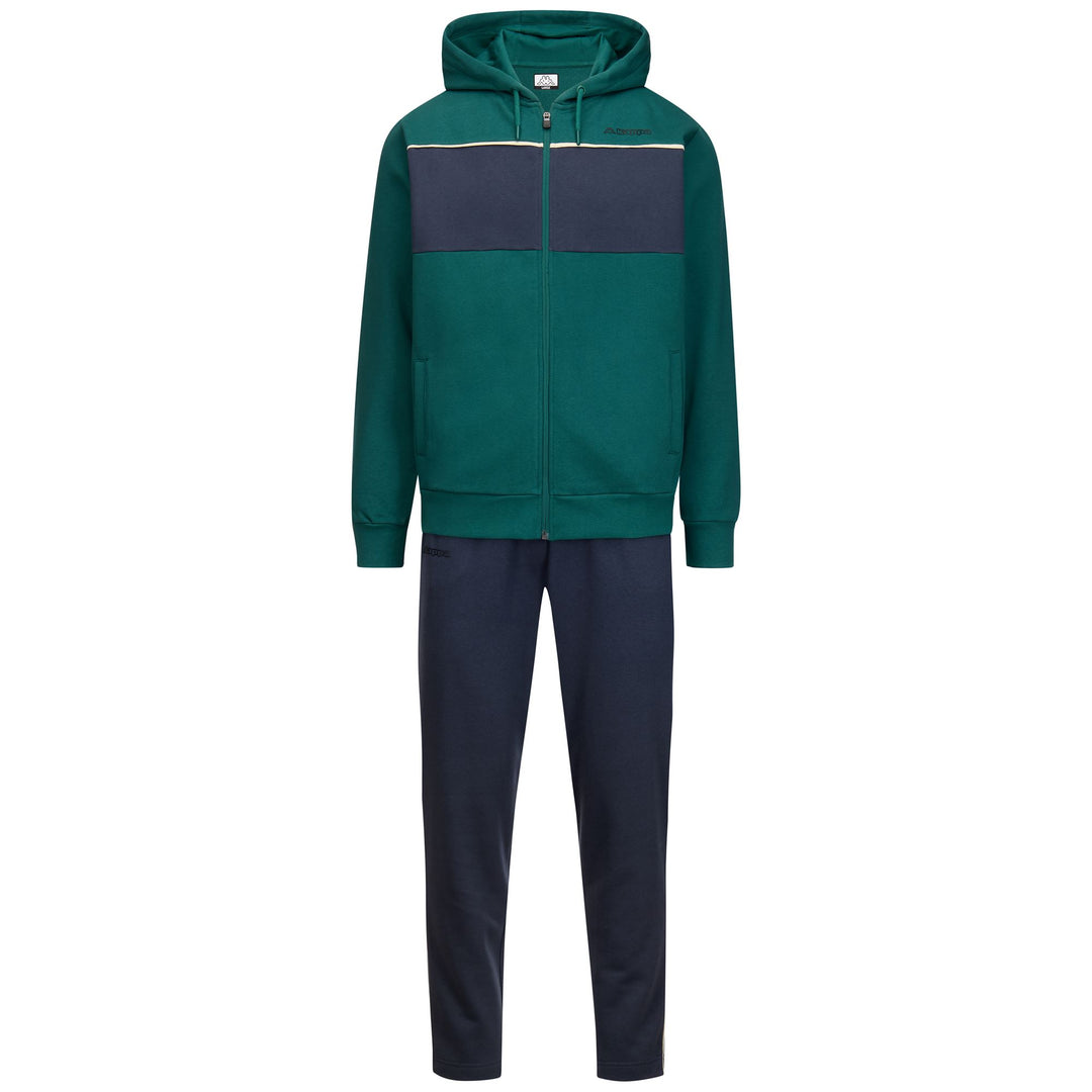 Chándal verde para hombre con capucha, forro polar cepillado y contrastes. 01