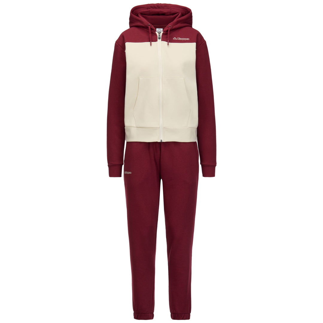 Red Women's Hooded Tracksuit with Fleece and Kangaroo Pockets 01