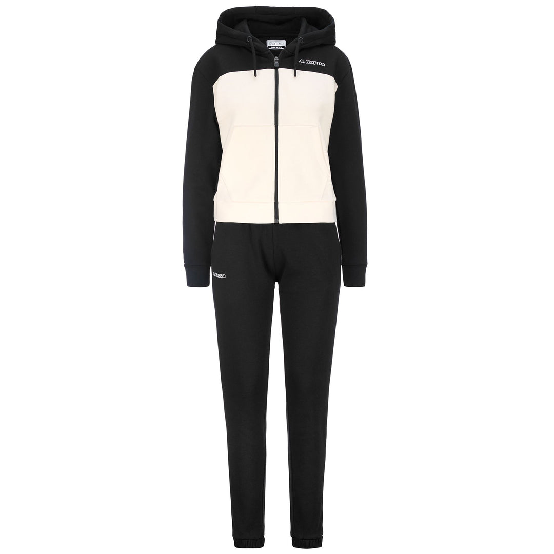 Black Women's Sportstyle Hooded Tracksuit with Kangaroo Pockets 01