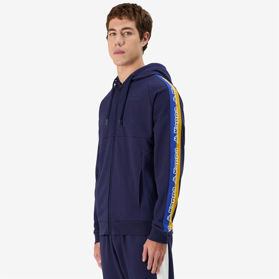 Chaqueta polar deportiva azul marino para hombre con capucha y bolsillos main