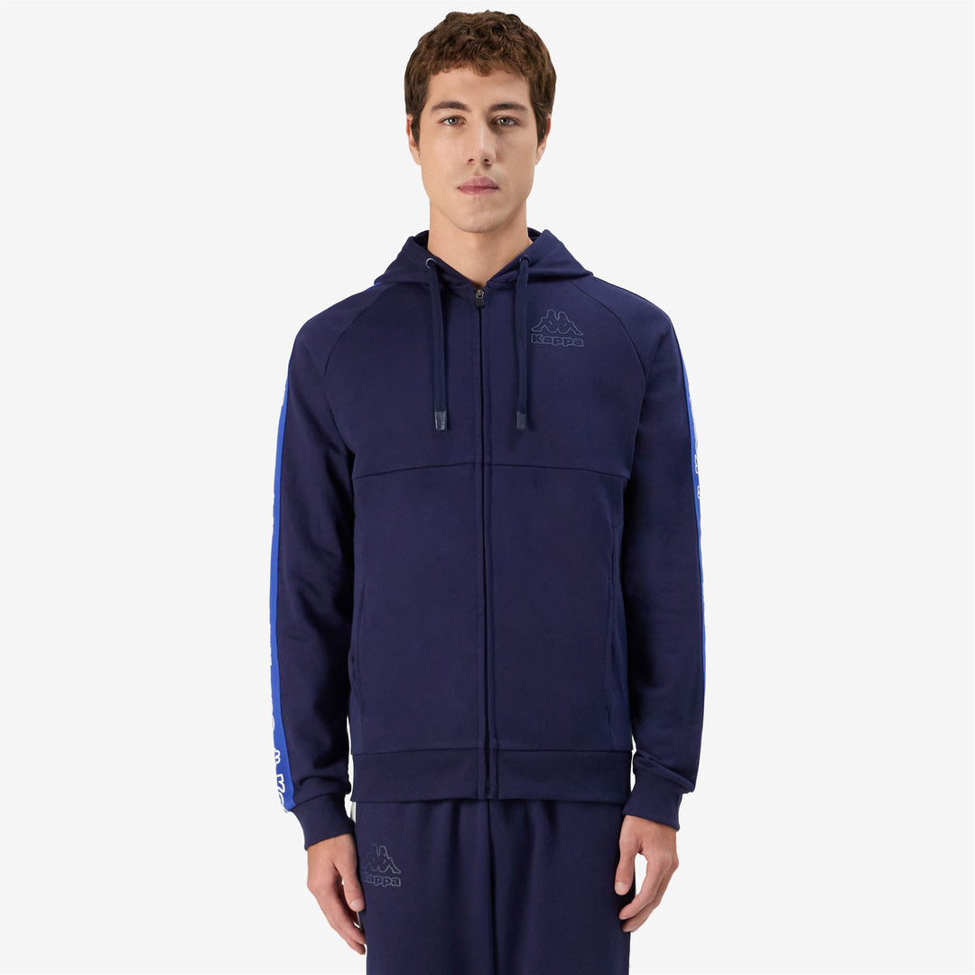 Chaqueta polar deportiva azul marino para hombre con capucha y bolsillos main