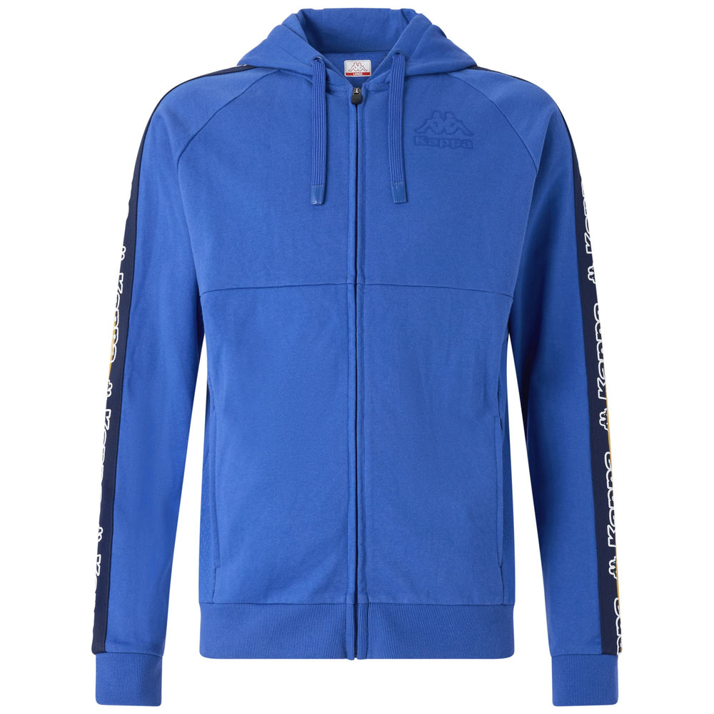 Chaqueta polar deportiva azul real para hombre con capucha y bolsillos 02