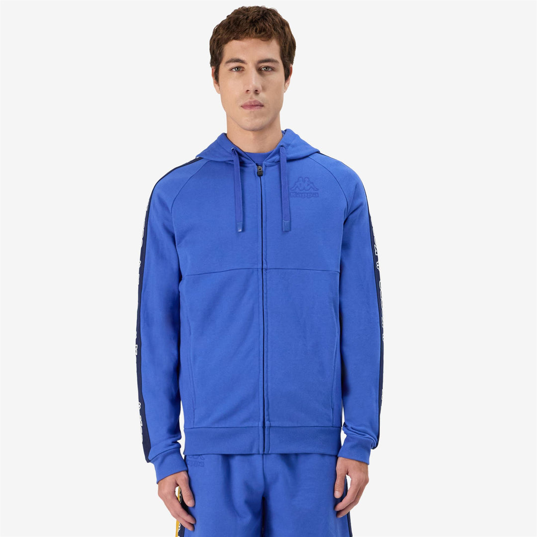 Chaqueta polar deportiva azul real para hombre con capucha y bolsillos main