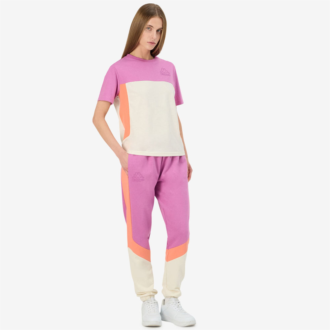 Pantaloni Sportivi Donna Rosso Viola con Inserti in Rete 01