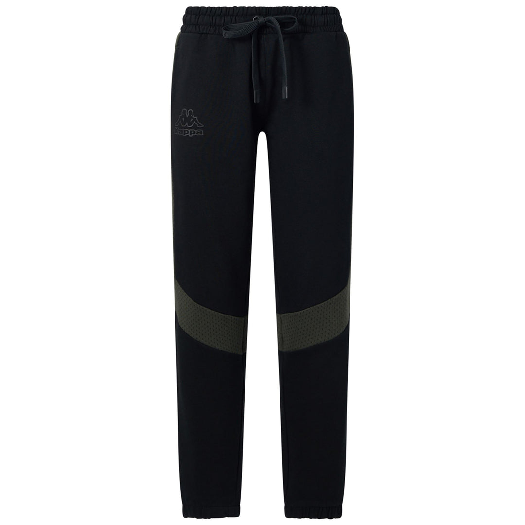 Pantaloni sportivi da donna neri con inserti in rete e coulisse main