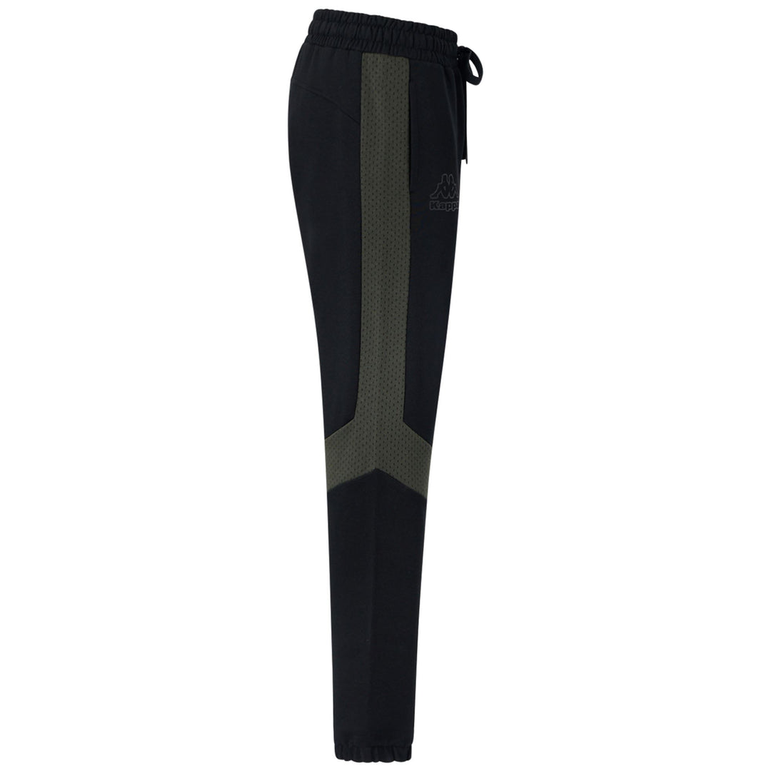 Pantaloni sportivi da donna neri con inserti in rete e coulisse main