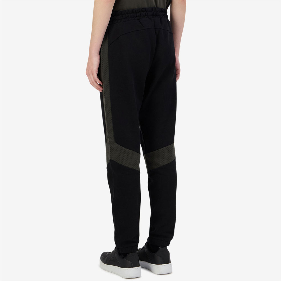 Pantaloni sportivi da donna neri con inserti in rete e coulisse main