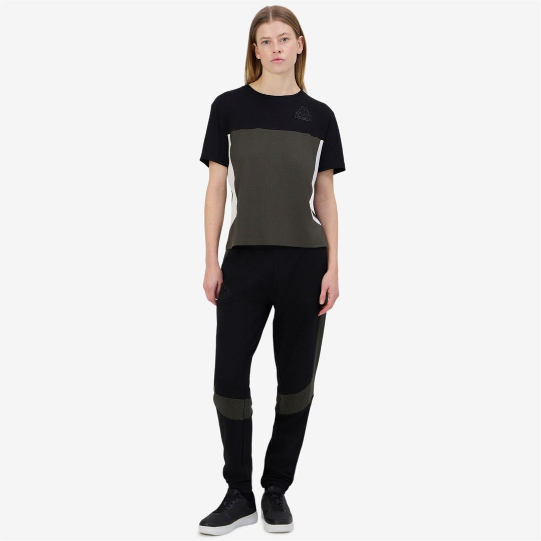 Pantaloni sportivi da donna neri con inserti in rete e coulisse 01