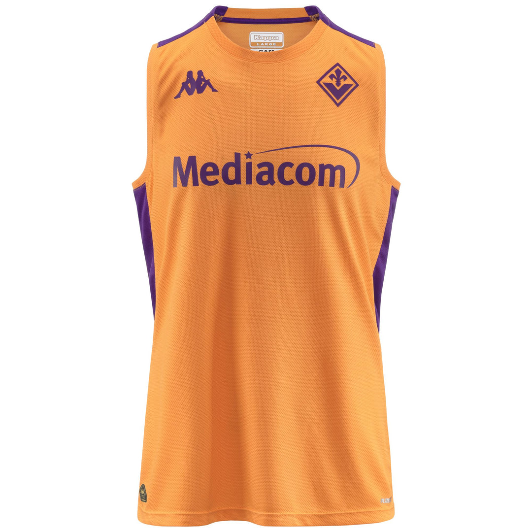 Débardeur d'entraînement de football ACF Fiorentina orange pour homme, coupe ajustée 01