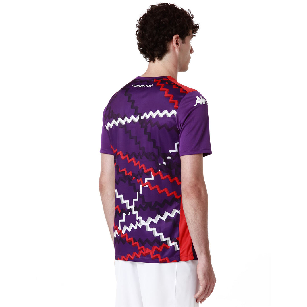 Maillot d'avant-match violet pour homme, coupe ajustée, ACF Fiorentina main