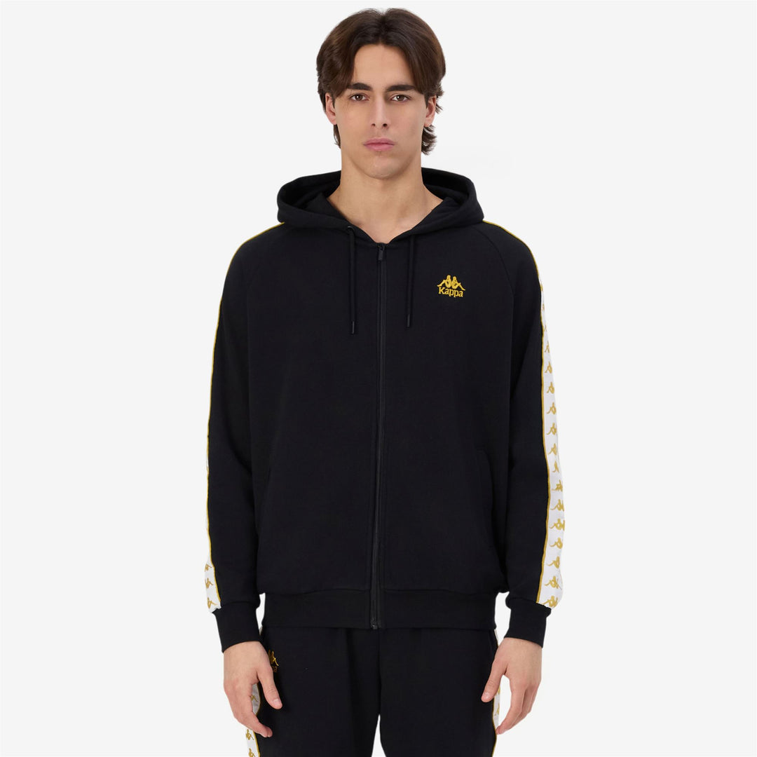 Chaqueta deportiva polar negra y amarilla para hombre con logotipo bordado main