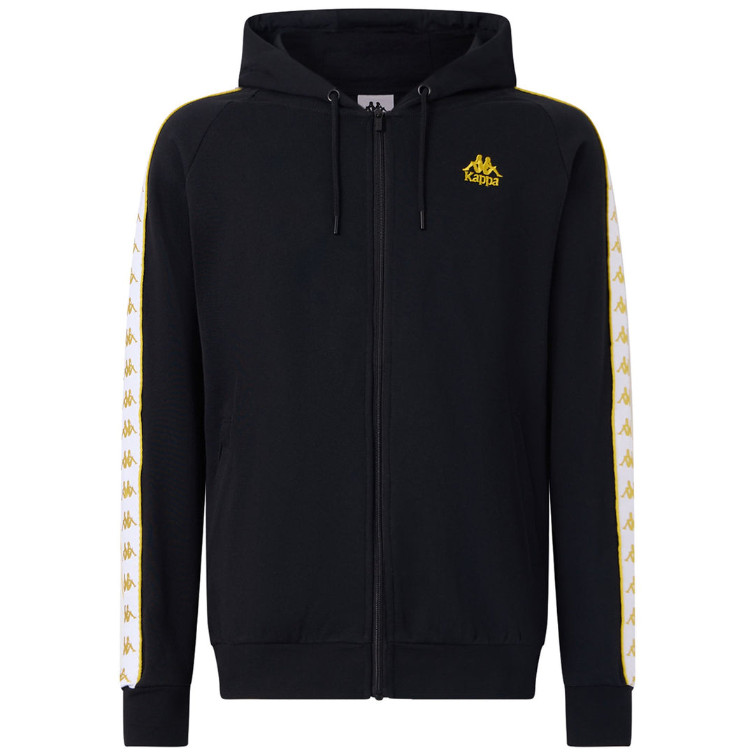 Chaqueta deportiva polar negra y amarilla para hombre con logotipo bordado main