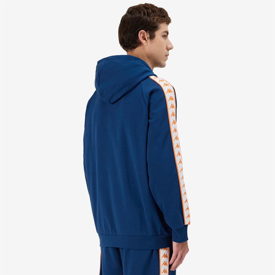 Dark Orange Blue Men's Sport Fleece Jacket with Hood main