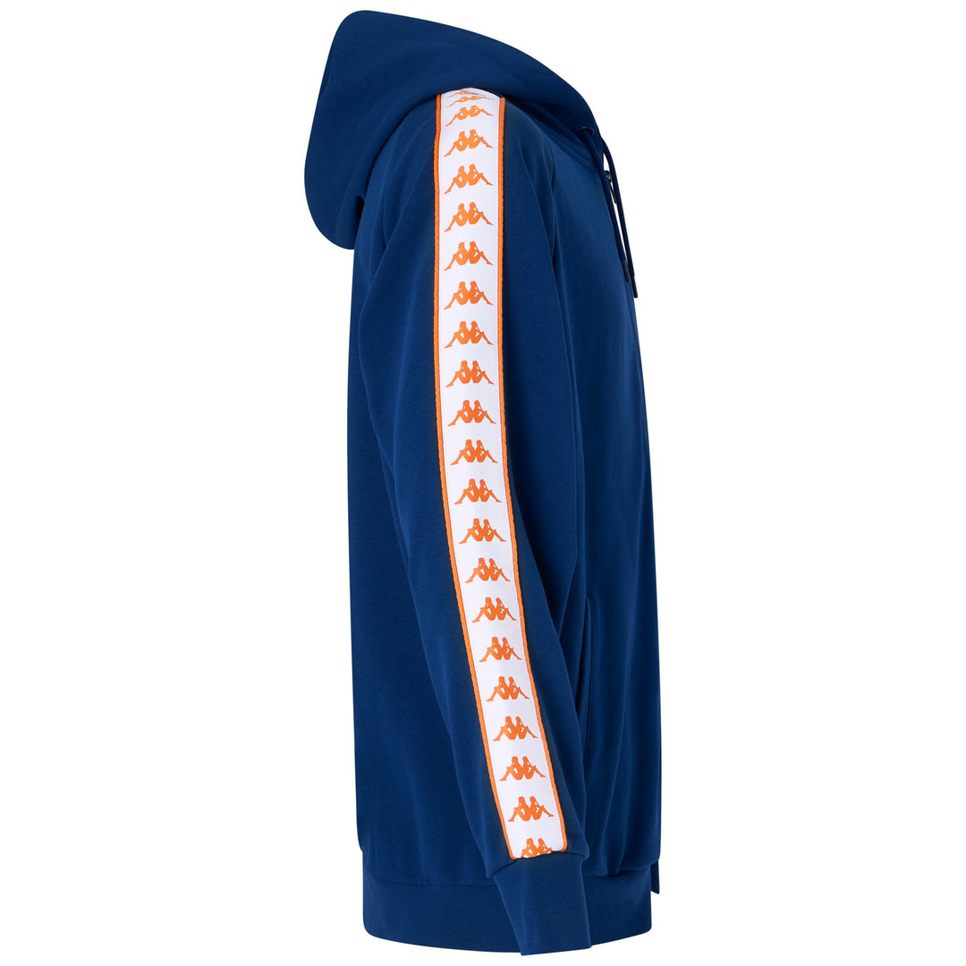 Dark Orange Blue Men's Sport Fleece Jacket with Hood main