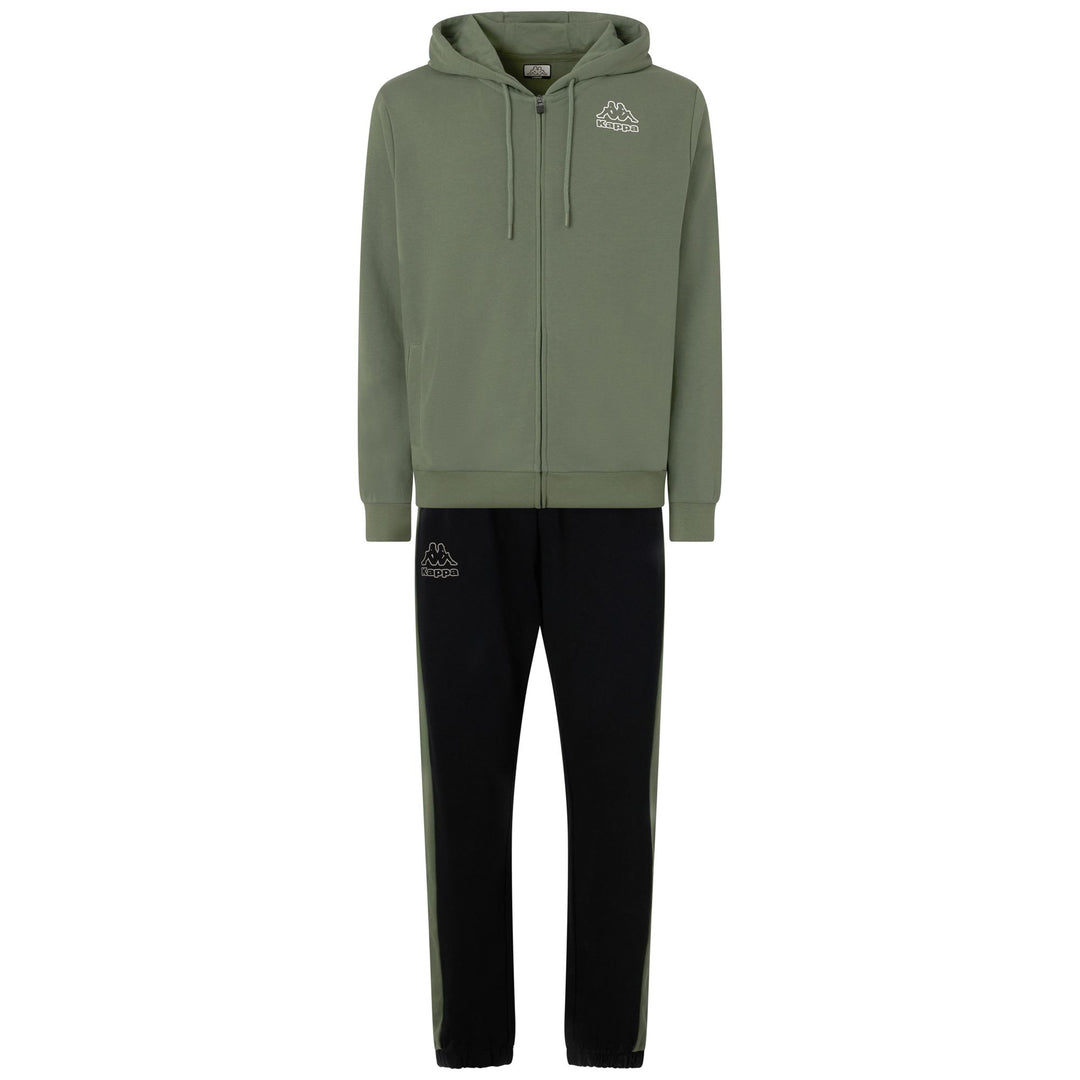 Chándal deportivo para hombre color verde olivino con capucha y bolsillos 01