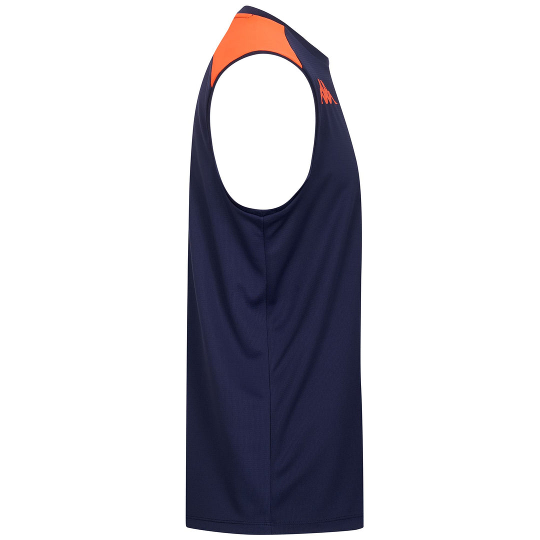 Débardeur d'entraînement de football slim fit pour homme, bleu et orange main