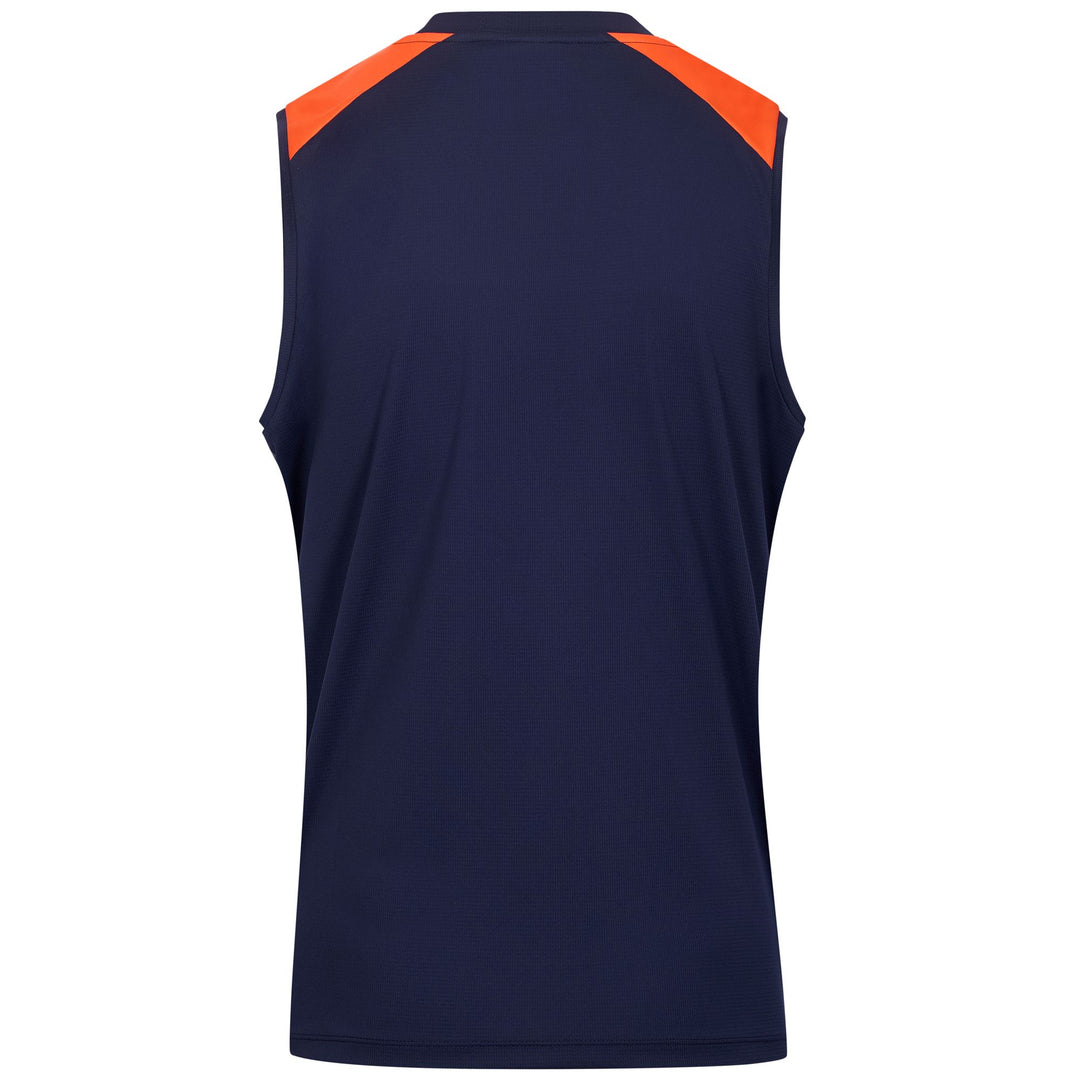Débardeur d'entraînement de football slim fit pour homme, bleu et orange main
