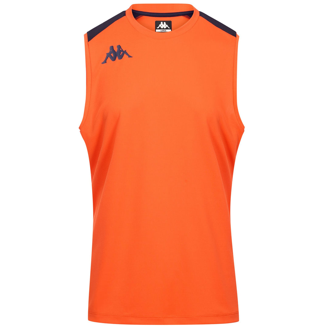 Camiseta sin mangas de entrenamiento de fútbol para hombre, color naranja, de corte ajustado y confeccionada en tejido reciclado. 01