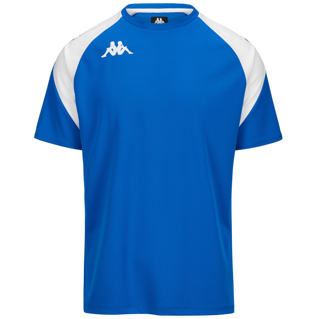 Camiseta azul entrenamiento fútbol con corte ajustado para hombre 01