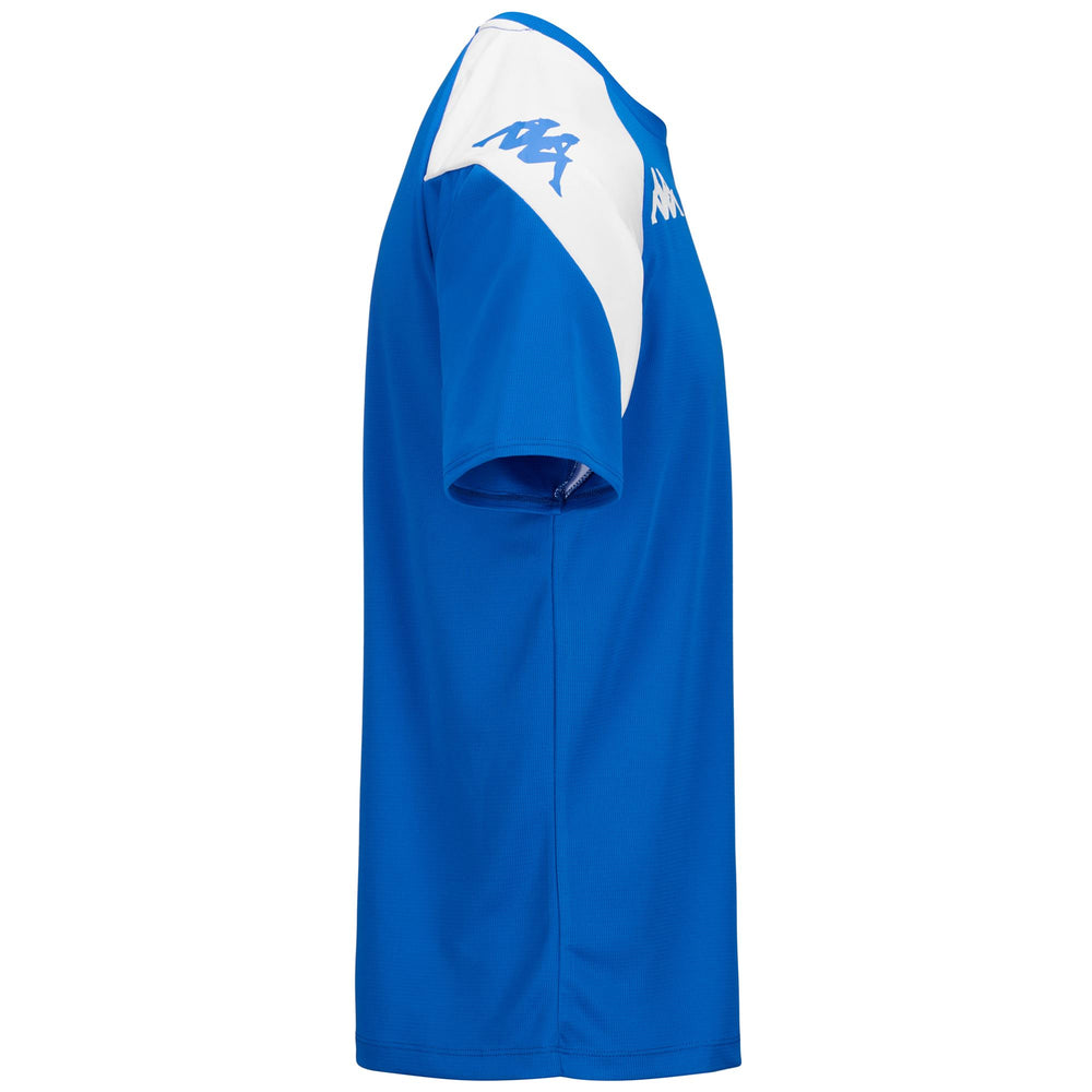 Camiseta azul entrenamiento fútbol con corte ajustado para hombre 02