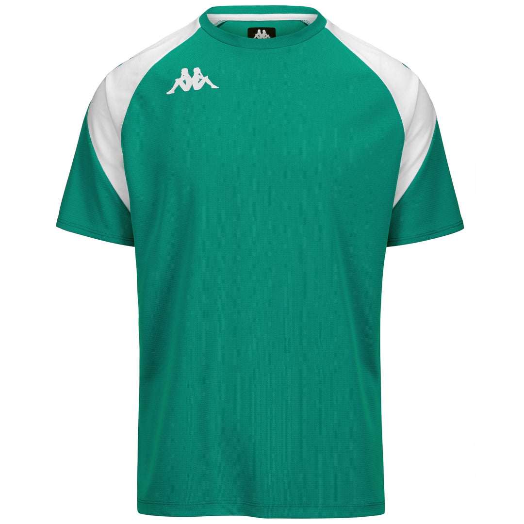 Camiseta de entrenamiento activa de tejido reciclado verde y blanco para hombre 01